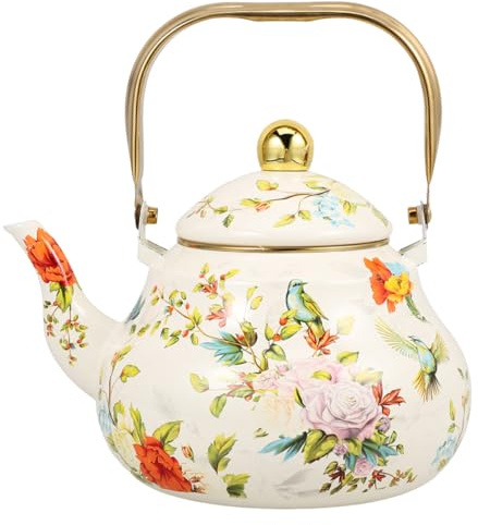 Bollitore da Tè Smaltato Vintage 1, 5l con Manico Elegante