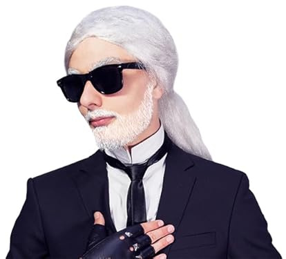 Trendandstylez Perücke KARL - Karl's Wig - Synthetisches Haar - Perfekt für Karneval, Mottopartys, Fashion Week, Kostümpartys, Silvester - Erwachsene Männer - Weiß