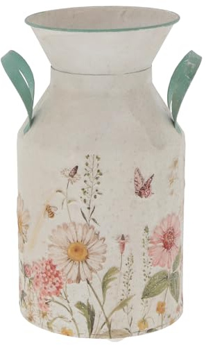 Shudehill Giftware Cottage Garden Tin Milk Churn Vase Floral Jug (Large – (Height: 26 x Width: 17 x Depth: 14 cm, 5.9L))