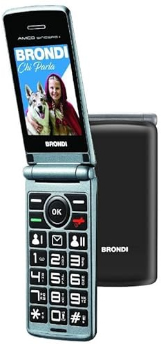 Brondi AMICO SINCERO+ (NERO) - TELEFONO CELLULARE PER ANZIANI - TASTO SOS - TORCIA - CONTROLLO REMOTO - ANNUNCIO VOCALE - FOTOCAMERA
