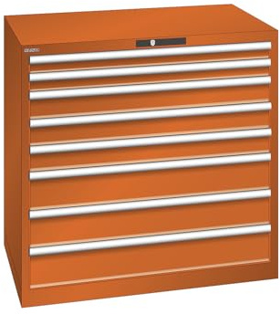kaiserkraft | ESD-Schubladenschrank | BxTxH 1023 x 725 x 1000 mm | 8 Schubladen | Traglast 75 kg | orange