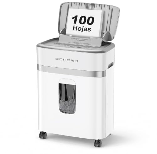 BONSEN Aktenvernichter mit 100 Blatt Auto-Feed, P-4 Mikroschnitt Schredder | leiser ≤60dB mit 30 Min. Dauerbetrieb für Büro und Homeoffice, S9201