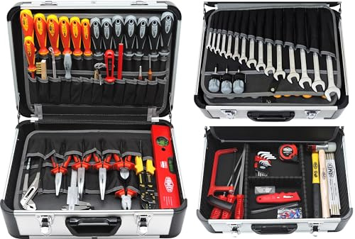 FAMEX 419-91 Profi Alu Werkzeugkoffer PROFESSIONAL - hochwertiges Werkzeug-Set für den gewerblichen Einsatz - Alu-Koffer groß - Werkzeugkasten