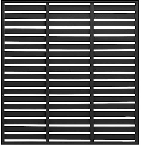 HETFTJN Zaunelement WPC 180x180 cm Schwarz mit Latten-Design, robuster Gartenzaun aus Holz-Kunststoff für Sichtschutz Terrasse, Balkon und Beetbegrenzung, wetterfeste Outdoor Trennwand ohne Pfosten