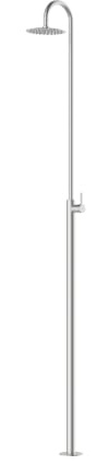 Gardwell Gartendusche Classic SPRING 229 cm Edelstahl gebürstet Outdoor Dusche mit Regenduschkopf Ø20 cm Pooldusche mit Kaltwasseranschluss inkl. Montagematerial