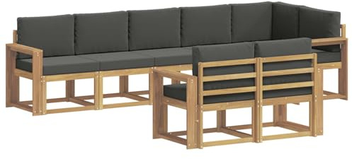 vidaXL Outdoor-Sofagarnitur 8 pcs Weiß und Anthrazit Polyester, Moderne Sofa für draußen, Gartenmöbel-Set, wetterfest, gemütliche Terrassen-Lounge