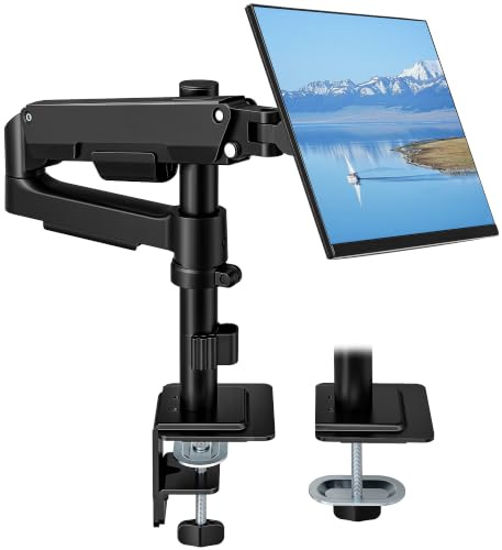 Single Monitor Arm for 17-32 Inch Screens, Holds up to19.8 lbs | Desk Monitor Mount with Clamp and Grommet Base,Gas Spring Monitor Stand,Full Motion Monitor Arms for Home Office