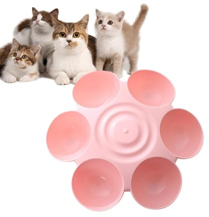 Multiple Pet Bowl Safe Flower Petals Shaped 6 Cat Bowls | Multi-Cat Feeder for Food, Water, Multiple Cats