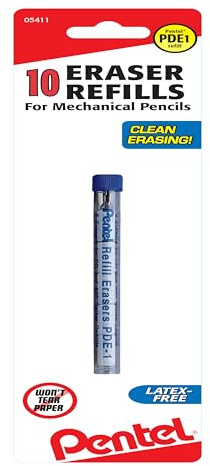 Pentel PDE1BP2 Refill Eraser for AL, AX and PD Pencil Series 5 pieces per Tube, (2x tubes) White