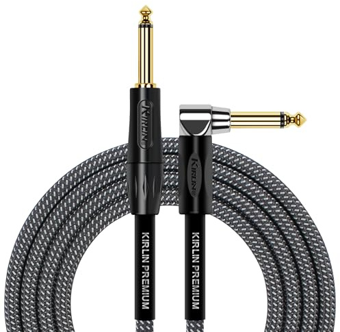 KIRLIN Cable IWB-202BFGL-20/CA cable de instrumento premium Plus de 20 pies, chaqueta tejida gris carbón