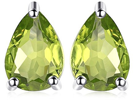 JewelryPalace Tropfenschliff 1.6ct Echt Grüner Peridot Birthstone Ohrstecker Silber 925 Damen, Schmuck Set, Ohrringe Silber Edelstein Mädchen, Ohrstecker Silber Klein mit Stein Frauen Geschenk