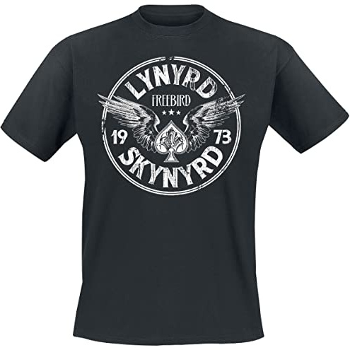 Lynyrd Skynyrd Black Freebird `73 Wings Men T-Shirt Black M, 100% Cotton, Regular