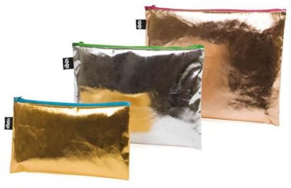 LOQI METALLIC Zip Pockets, 3-er Pack, Metallic New( gold, silver, rosegold )