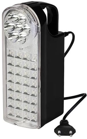 POLY POOL | PP3300 Lampada di Emergenza Portatile Ricaricabile 32+7 LED - Luce emergenza 3 Funzioni con Cavo 80cm e Spina 10A - Lampada Emergenza Portatile con Presa USB (Powerbank) e Presa Auto