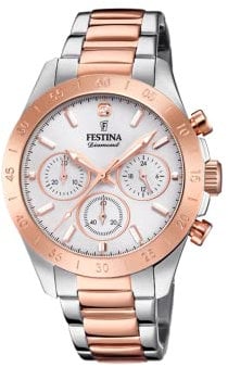 Festina Damen Chronograph Quarz Uhr mit Edelstahl Armband F20398/1