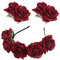 JNCH Rose Haarband Haarreif Blumen Rot mit 2 Haarkämme Damen Mädchen Haarreifen Rote Rosen Haarschmuck Blumenstirnband Haarklammer für Hochzeit Halloween Karneval Fasching Mottoparty