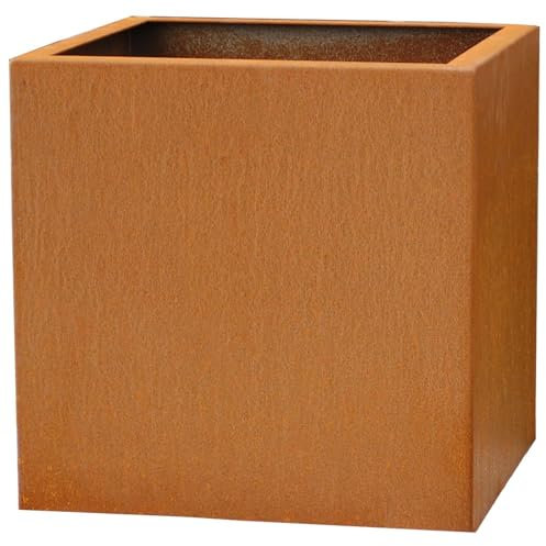 VIVANNO Blumenkübel Pflanzkübel Kübel aus Cortenstahl Metall Block, Rostbraun (40x40x40 cm)