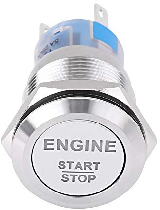Interruptor LED 12v Redondo, Boton de Arranque coche, 12v Pulsador de Arranque Coche(Plata)