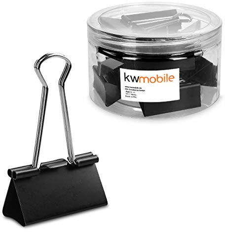 kwmobile 50x Foldback Klammern Set - 50x 32mm - Vielzweckklammer Büro Dokumenten Clips - Metall Maul Klammer Klemmen in Schwarz