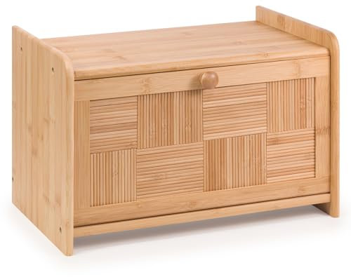 Woodluv Bread Bin Countertop Bread Storage for Kitchen With Drop Down Front Lid, 23 x 38 x 24 cm (No Assembly Required)