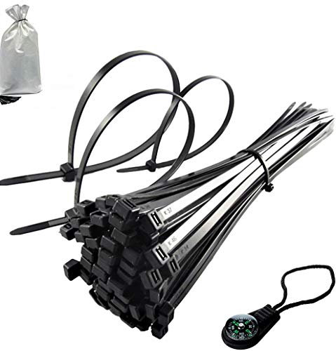 400 fascette stringicavo nere, autobloccanti con cerniera, per riporre i cavi, resistenti, garage, officina, sacchetti per posta, 250 mm x 4,8 mm (4 confezioni da 100)
