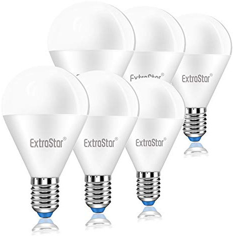 EXTRASTAR Lampadina LED E14,8W Equivalenti a 64W,3000K,luce bianca calda,Confezione da 6