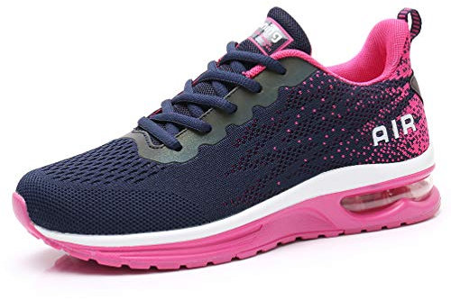 AFFINEST Donna Uomo Scarpe da Ginnastica Scarpe da Corsa Sportive Fitness Running Air Sneaker Basse Interior Casual all'Aperto Unisex Rosa Nero 36