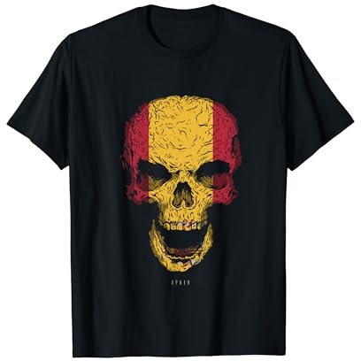 Camiseta Calavera con Bandera de España Cráneo Camiseta