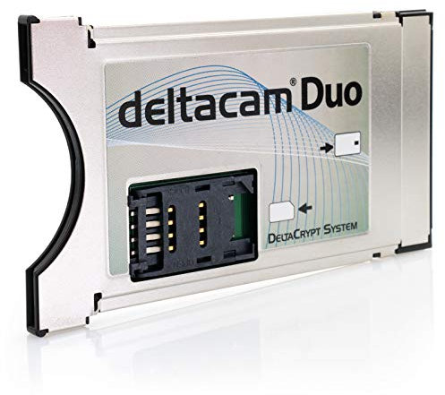 Deltacam Duo Twin CI Modul I Common Interface Karte mit DeltaCrypt-Verschlüsselung 3.0 für Empfang verschlüsselter Sender inkl. SIM Kartenleser I DVB CI-konforme PCMCIA CI-CAM für Smart Cards TV