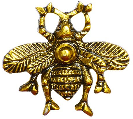 ETHNICITI Antique Golden Bumble Bee Handcrafted Vintage Knob Cupboards Drawers Cabinet Wardrobes Dressers Vanity Kitchen Bedroom Living Room Upcycle Furniture Shabby Chic Animal Metal Gold Pull Handle
