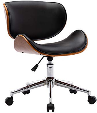 Mingone Bürostuhl Holz Computerstuhl Schreibtischstühle Drehstuhl 360° Höhenverstellbar Office Chair mit Rückenlehne,Schwarz bis 130kg
