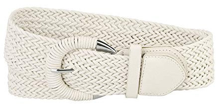 Allegra K Damen Gewebte Metallschnalle Taillengürtel Breite geflochtene Gürtel Creme 65-88cm/25.59-34.65