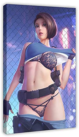 LINYUYI Leinwandposter Resident Evil Jill Valentine, 8, Wandkunst, Dekordruck, Bild Gemälde für Wohnzimmer, Schlafzimmer, Dekoration, Rahmen: 30 x 45 cm
