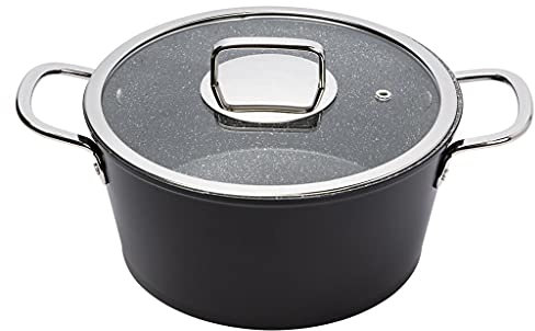 Serenk Excellence Collection Kochtopf, Schmortopf, für alle Herdarten, Schmorkochtopf mit Glasdeckel, Antihaftbeschichtung, spülmaschinenfest, 22 cm – 2,5 Liter, Made in Türkiye