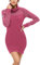 TrendiMax Robe Pull Femme Hiver Col Roulé Robe Longue Femme Manches Longues Hiver Robe Pull Femme Sexy Robe Chic Rouge Rose., XL