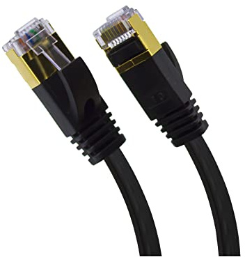 AJPARTS UK New Cat 7 Ethernet Cable 7.5M Flat High Speed STP RJ45 Gigabit Lan Network Internet Cable For PS4, Xbox, Modem, Router - Black UK Dispatch