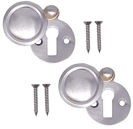 Victorian Keyhole Covered Escutcheon for Front Doors 35mm Satin Chrome | Pack of 2