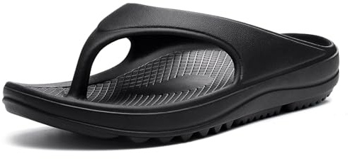 shevalues Orthopedic Sandals for Women Arch Support Recovery Flip Flops Pillow Soft Summer Beach Shoes, Black 39 (7.5-8 Women/6-6.5 Men)