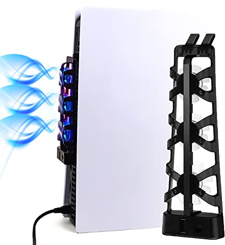 Ventilador de refrigeración PS5, accesorios externos PS5 con puerto USB, apto para consolas Sony Playstation 5 versión digital y unidad óptica