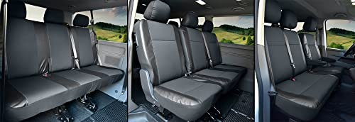 Z4L Sitzbezüge Kunstleder mit Stoff passgenau passend für T6 Transporter/Caravelle/Multivan ab 2015/19-9 Sitzer Viva