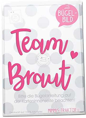 Bügelbild Team Braut JGA 18 cm FLEXFOLIE Aufbügler Applikationen Bügelsticker für Stoffe Textilien zum Aufbügeln, Farbe:pink