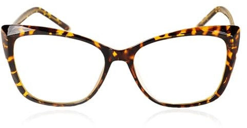 iB-iP Damen Leopard Schwarz Cateye Optikbrille Klare Gläser, Größe: Einheitsgröße, Ocker