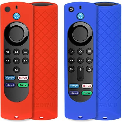 2pcs Funda para Control Remoto Firetv Compatible con Fire TV Stick 4K /Fire Stick (3ª generación) / Fire Stick Lite Alexa Voice Remote con cordón (Rojo y Azul)