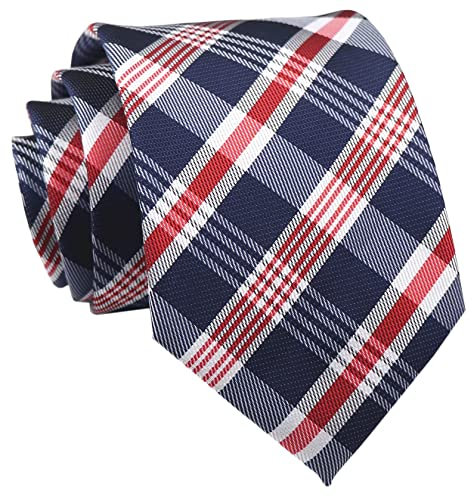 Rosiika Cravates modernes à rayures pour homme - Motif écossais - Pour le collège et le quotidien - Pour mariage, rouge/bleu/blanc, taille unique
