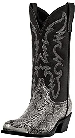 Stivali da Cowboy da Uomo Altezza Polpaccio Ricamo Vintage Patchwork Stivali a metà a Punta Antiscivolo Stivali Western Grandi Dimensioni 38-48 (Argento,41)