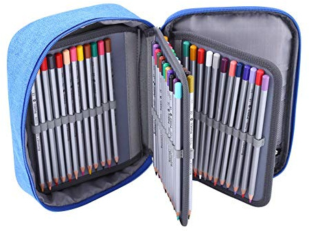 Ejoyous Federmäppchen mit 72 Fächern, Federmappe Federtasche Große Kapazität Bleistift Beutel Abnehmbar Stiftemappe mit Reißverschluss für Mädchen Jungen Einschulung Schulanfang(Blau)