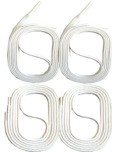 SNORS 2 paia di lacci cerati, rotondi e piatti, 18 colori, 45-150 cm, resistenti agli strappi, stabili, in cotone, per lavoro, scarpe in pelle, stivali, bianco, 130cm FLACH 5mm