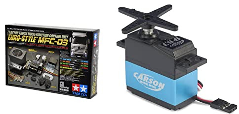TAMIYA 300056523 1:14 MFC-03 Truck-Multifunktionseinheit, schwarz & Carson 500502036 500502036-Servo CS-6-6 kg/JR-Stecker, Zubehör für ferngesteuerte Autos, Modellbau, Hobby