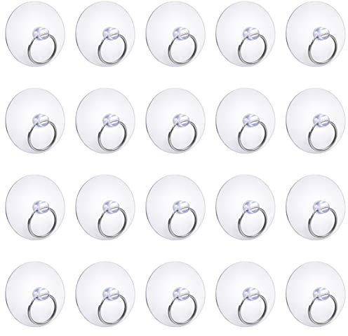 Auvotuis 20 Stück 50 mm Saugnapf mit Ring, 4,96 cm transparenter Ring Saugnapf Saugnapf für Fenster Wandhaken Aufhänger