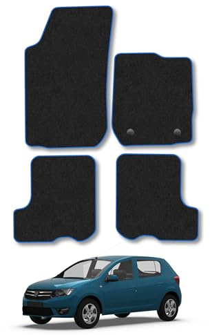 Dacia Sandero (2013-2021) Carpet Car Mats | Blue Edge Trim Tailored Fit Floor Mats Full Coverage Protection Accessories Easy Clean Anti Slip Made in the UK